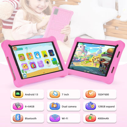 TRIFONE Q72 - Tablette Éducative 7" pour Enfants | Coque Antichoc Rose | Apprendre en s'amusant