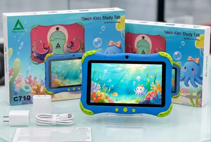 Tablette Éducative TRIFONE C710 (7") – Édition Océan | Coque Poulpe Antichoc | Wi-Fi 5G