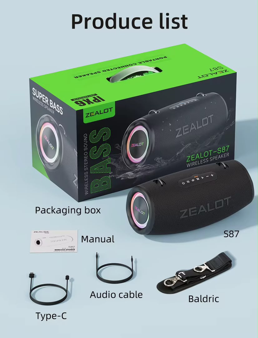 ZEALOT S87 — Enceinte Bluetooth Portable 80W
