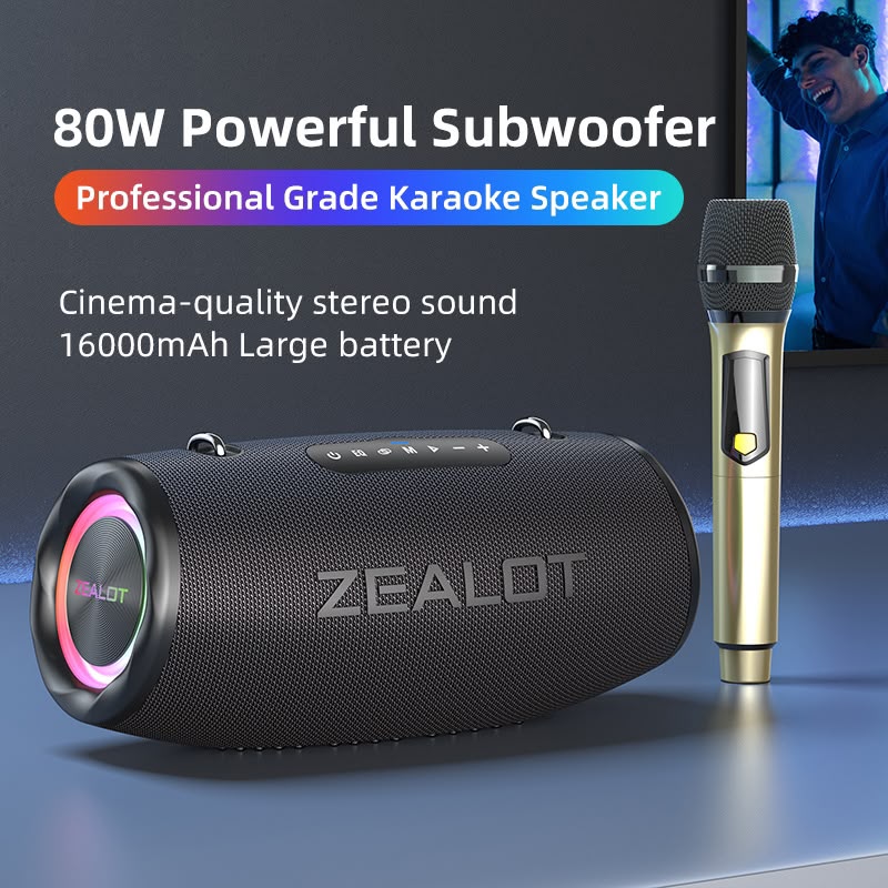 ZEALOT S87M — Enceinte Bluetooth Karaoké 80W avec Micro