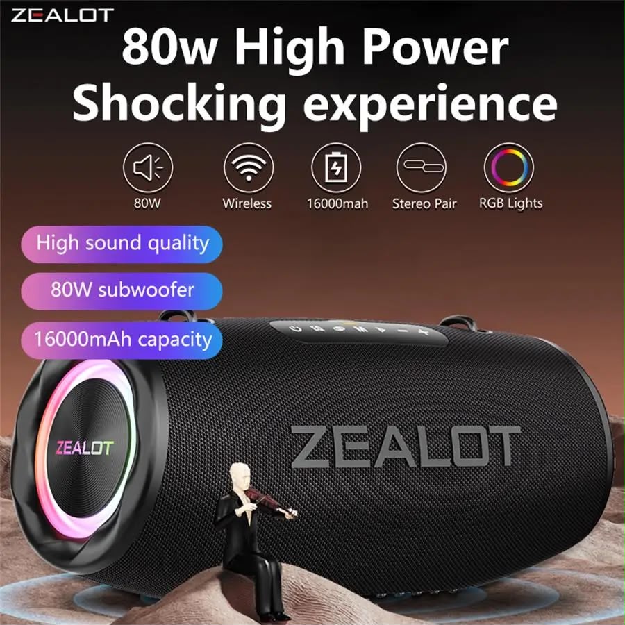 ZEALOT S87M — Enceinte Bluetooth Karaoké 80W avec Micro