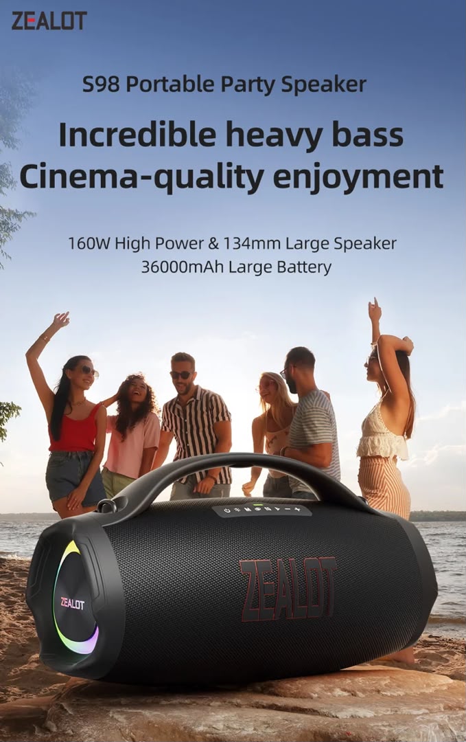ZEALOT S98 — Enceinte Bluetooth Party Box 160W IPX6