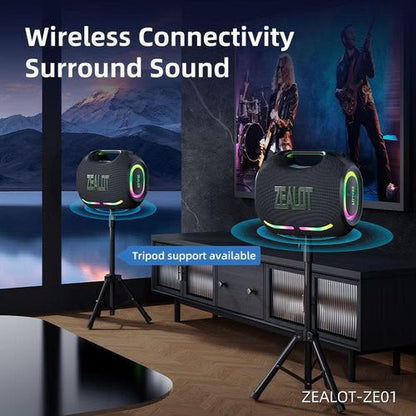 ZEALOT ZE01 — Enceinte Bluetooth Boombox 120W IPX6