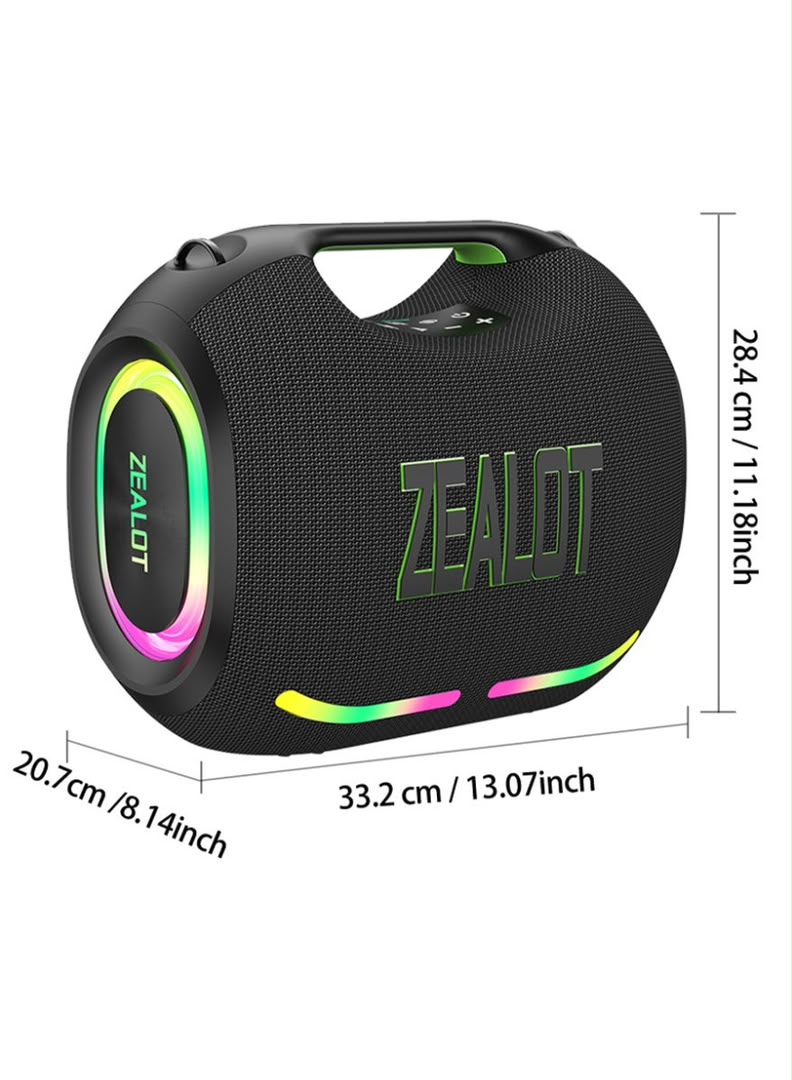 ZEALOT ZE01 — Enceinte Bluetooth Boombox 120W IPX6
