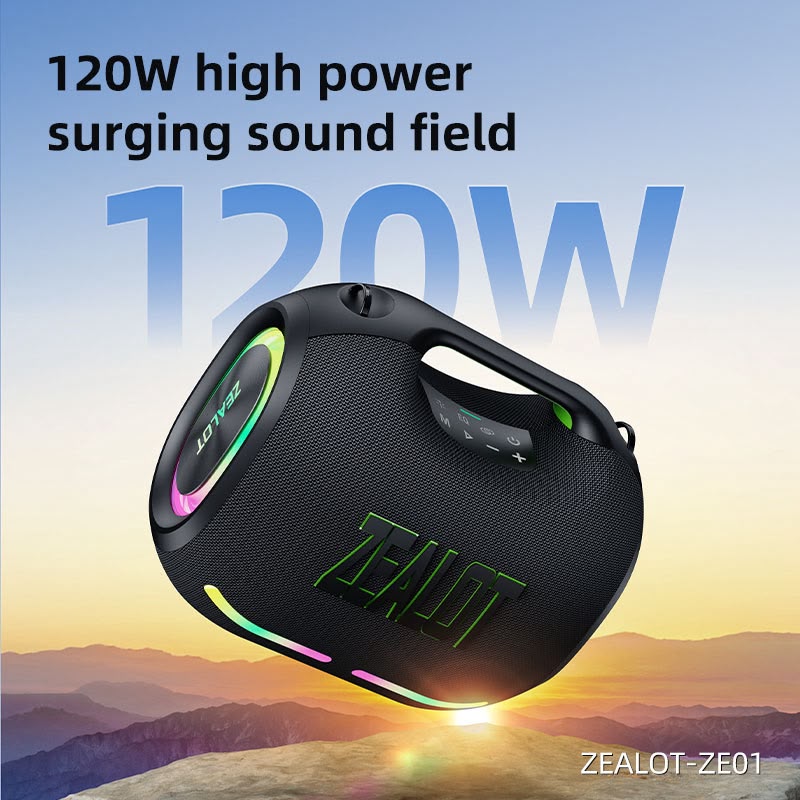 ZEALOT ZE01 — Enceinte Bluetooth Boombox 120W IPX6