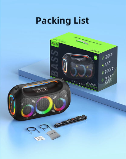 ZEALOT ZE51 — Enceinte Bluetooth 300W TWS RGB IPX6
