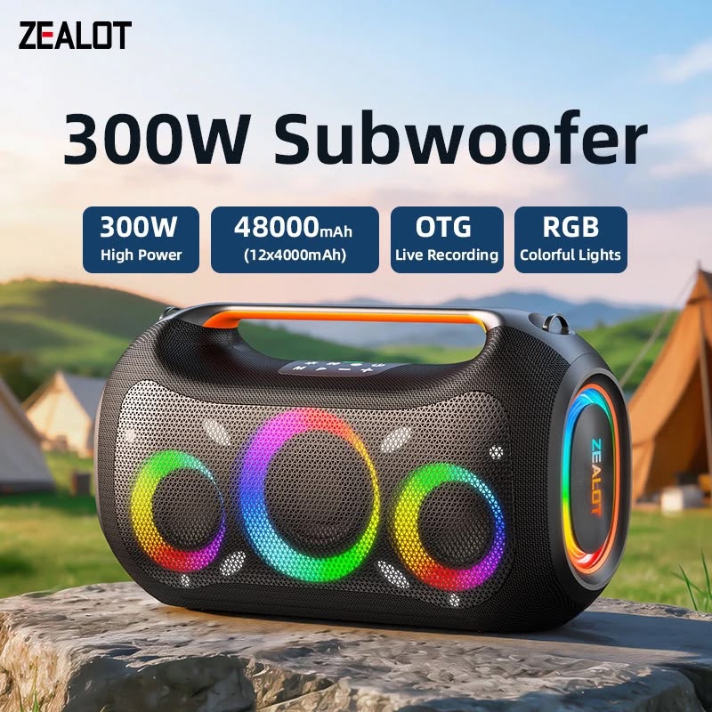 ZEALOT ZE51 — Enceinte Bluetooth 300W TWS RGB IPX6