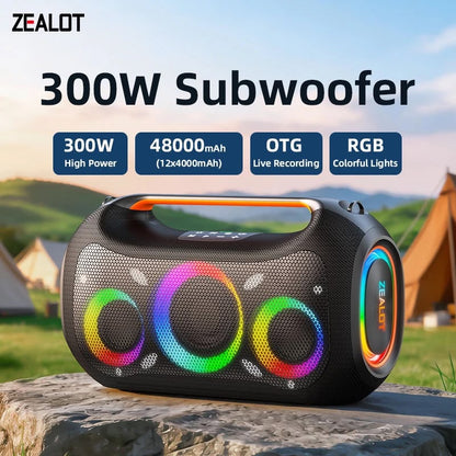 ZEALOT ZE51 — Enceinte Bluetooth 300W TWS RGB IPX6