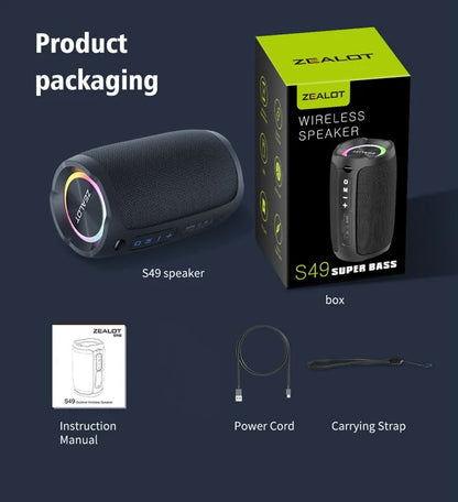 ZEALOT S49 — Enceinte Bluetooth 20W IPX6