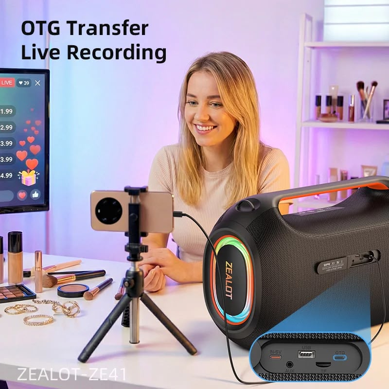 ZEALOT ZE41 — Enceinte Bluetooth 250W avec Karaoké & RGB